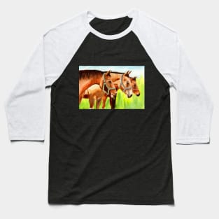 Watercolor Horses Painting Baseball T-Shirt